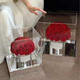 Embrace elegance with our Eternal Flower Hug Bucket, featuring vibrant preserved roses in a mirrored luxury design — a perfect gift for birthdays, anniversaries, mother's day and romantic surprises. Bloom 3+ years.