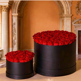 Rose Round Boxes are the perfect gift for any occasion! Each luxurious box holds 7 to 99 beautifully preserved A+ roses that stay fresh and vibrant for up to a year.