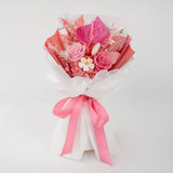This elegant preserved flower bouquet features vibrant anthuriums, roses, and soft hydrangeas wrapped in rich tones. A perfect long-lasting gift for birthdays, anniversaries, or fall celebrations — exuding warmth, luxury, and timeless beauty in every detail.