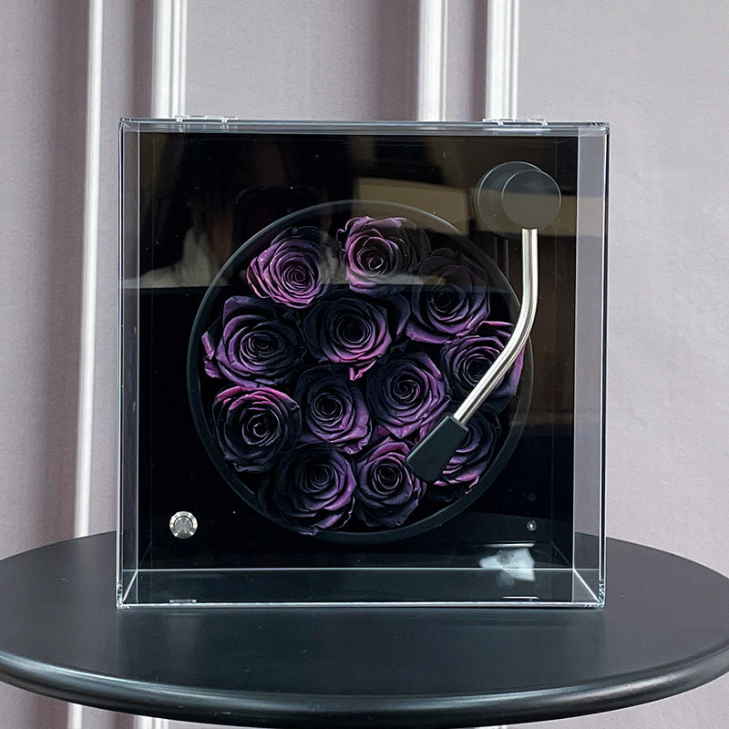 Preserved Roses Black Medium Gramophone