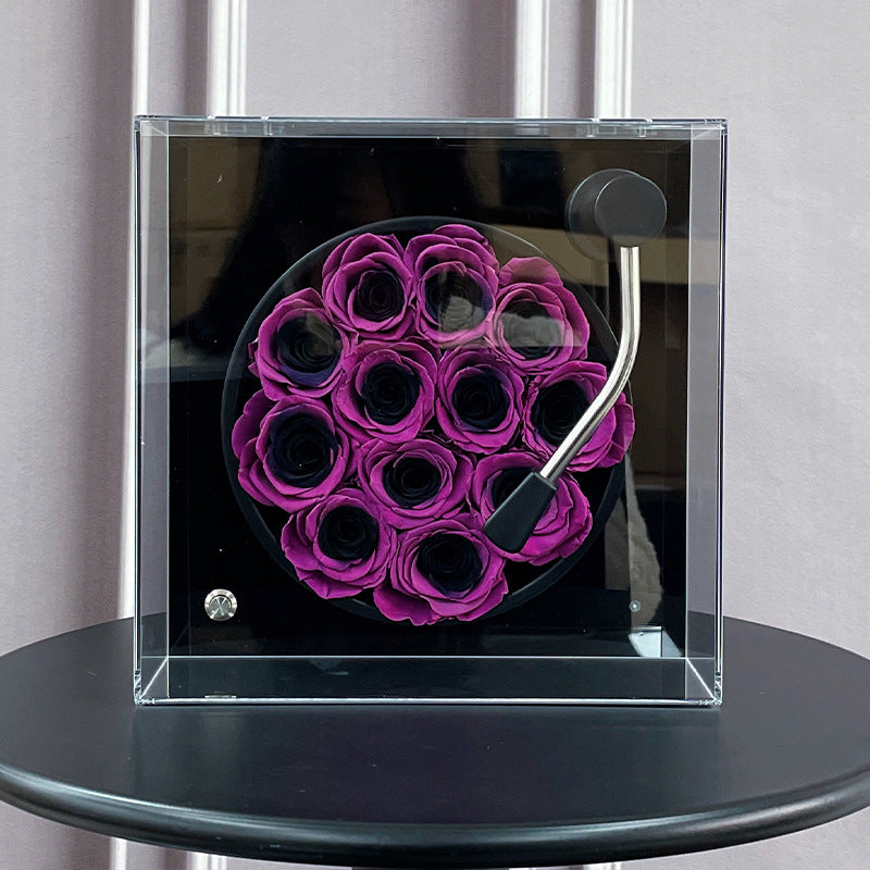 Preserved Roses Black Medium Gramophone
