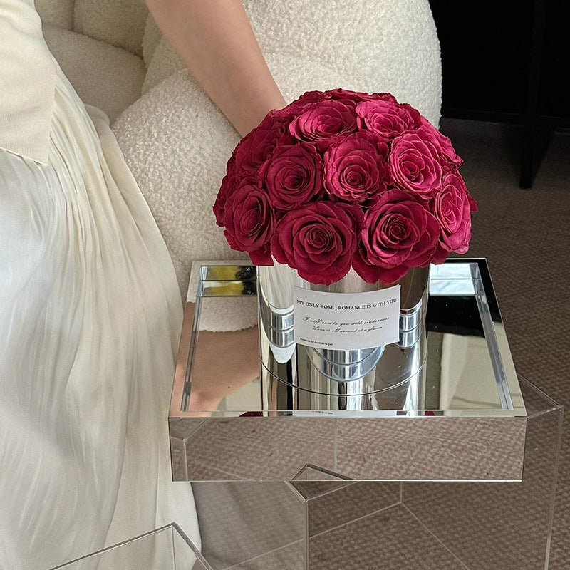 Embrace elegance with our Eternal Flower Hug Bucket, featuring vibrant preserved roses in a mirrored luxury design — a perfect gift for birthdays, anniversaries, mother's day and romantic surprises. Bloom 3+ years.