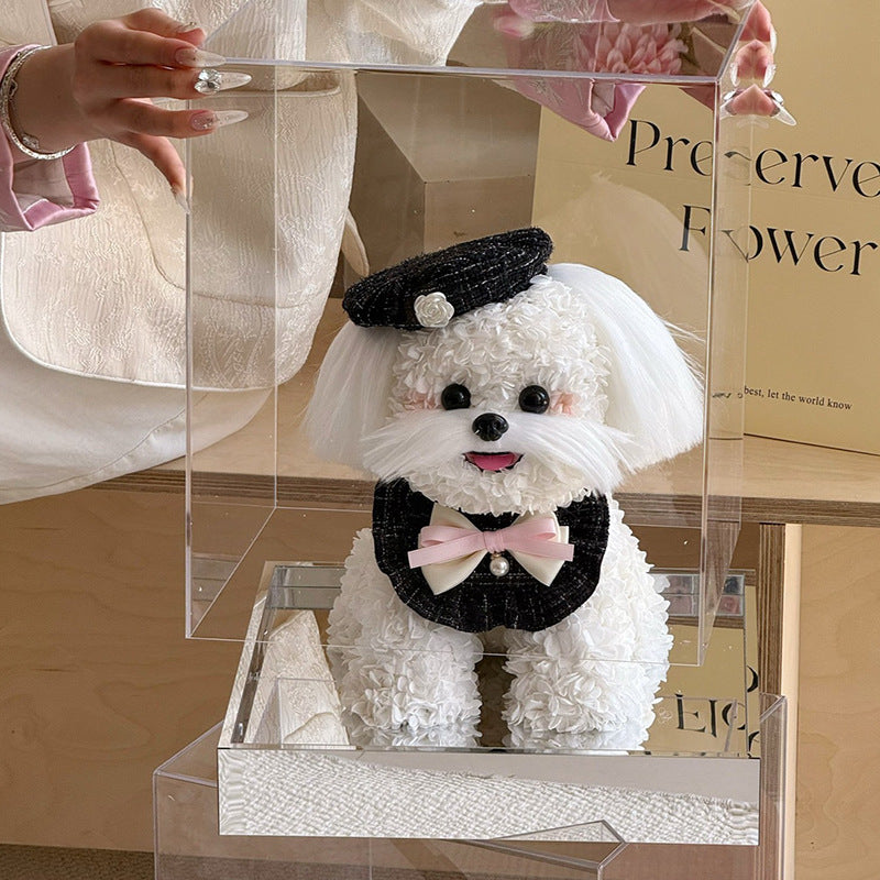 Delight in the charm of these Eternal Flower Puppy Ornaments, crafted with soft hydrangea petals and dressed in elegant pastel outfits. A light luxury floral gift perfect for birthdays, Valentine’s Day, or home décor that brings warmth and style. Bloom 3+years.